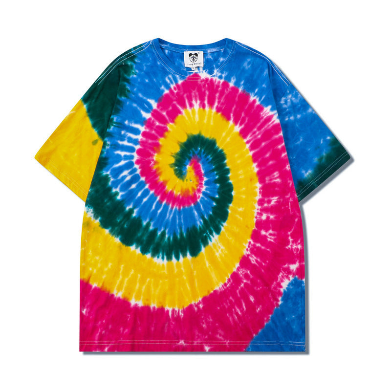 Hip Hop T-Shirt Striped Swirl Half Sleeves