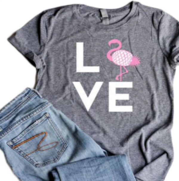 Love pineapple print gray short sleeve