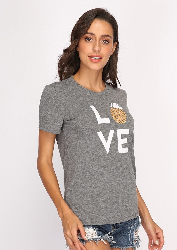 Love pineapple print gray short sleeve