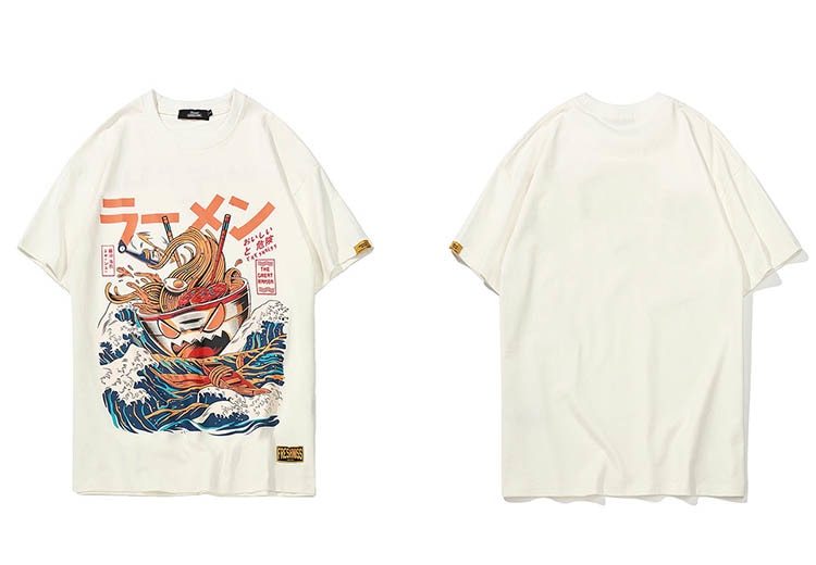 Japanese retro Harajuku style T-shirt men's short sleeve loose youth drop shoulder sleeves