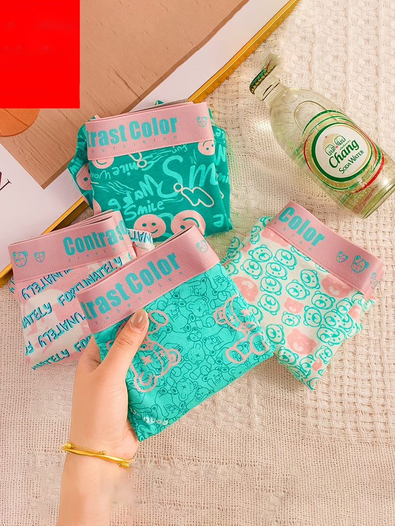Men's Underwear Personality Trendy Print Breathable Teenage Mid-waist Shorts Men's Four-corner Shorts Shorts
