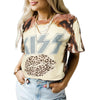Shiying Cross-border Tie-dyed T-shirt Simple Style New Loose Letter Print Short-sleeve Top