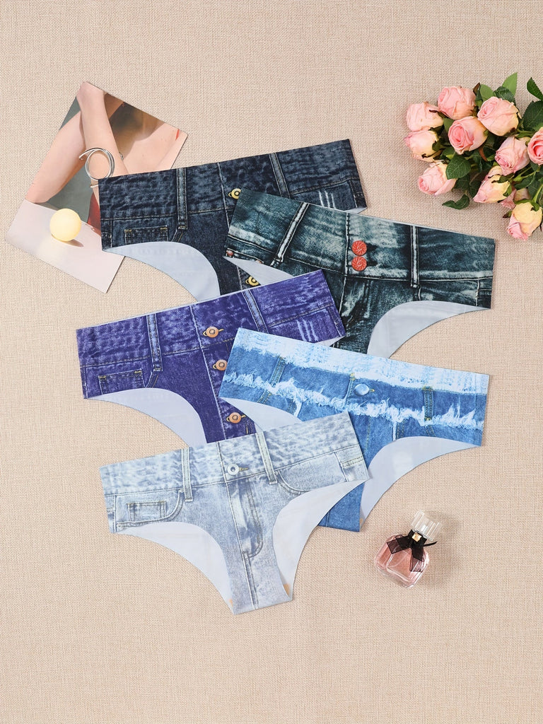5pcs Comfy Chic Briefs - Soft, Breathable, Stretchy, Simple Design Intimates Panties for Women - Everyday Lingerie & Underwear Essentials