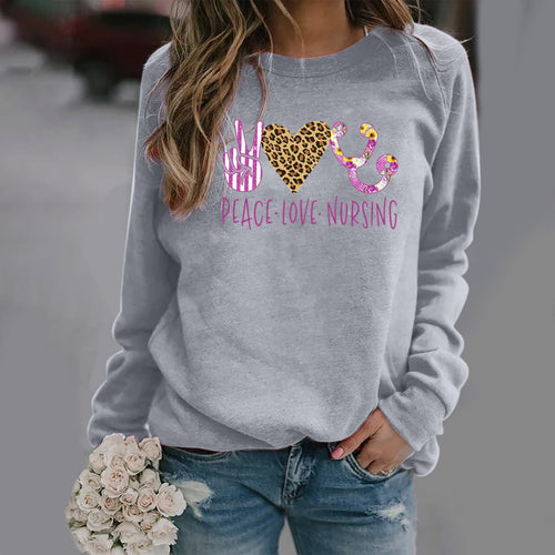 Pattern Printing Long-Sleeved Round Neck Sweater Women