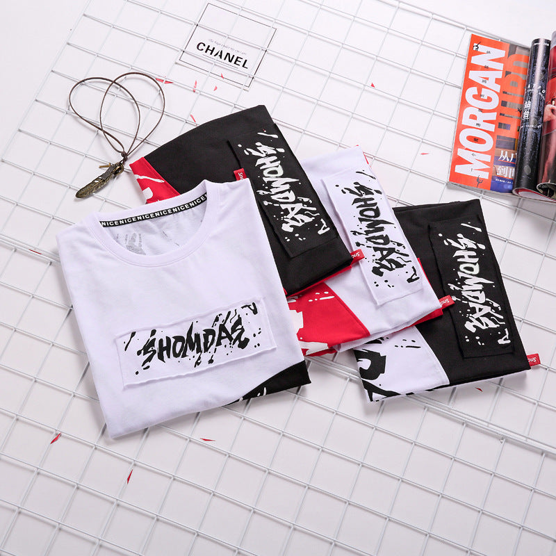 Summer Cotton Men's T-Shirt Loose Large Size Round Neck Pullover Half Sleeve