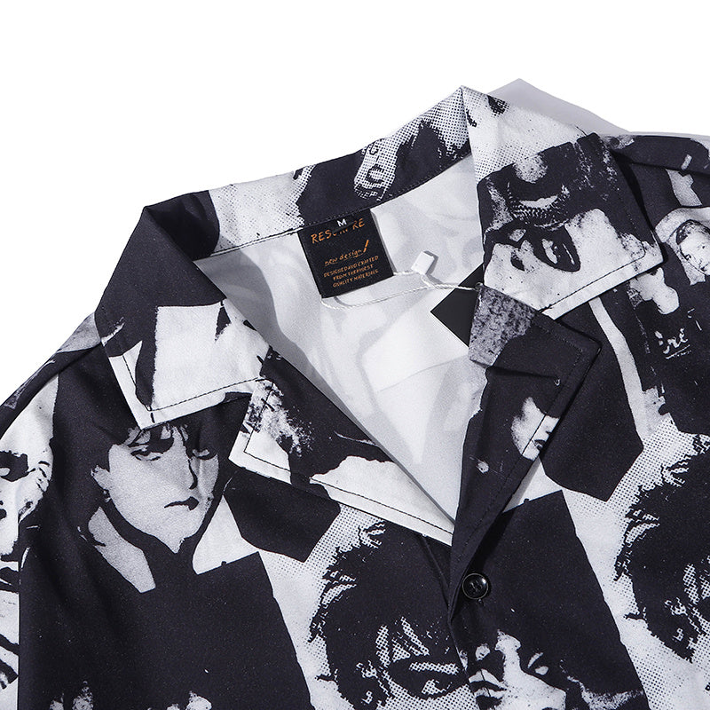 Retro Full Print Half Sleeve Shirt