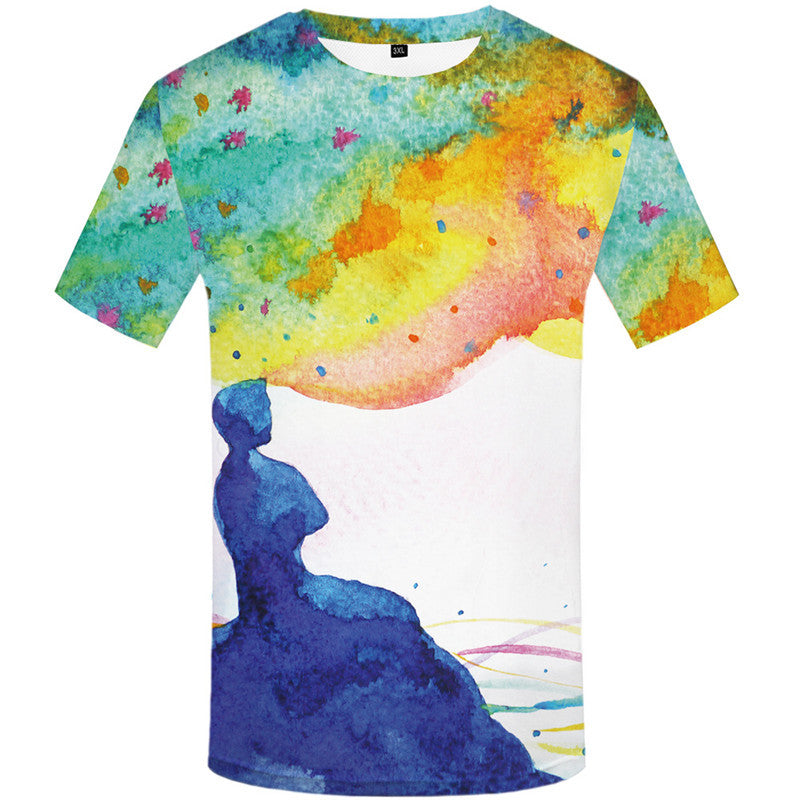 Printed T-shirt European And American Men's Round Neck Short Sleeve