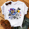 Floral Flower Pattern Printing Loose Summer Casual Ladies T Shirt