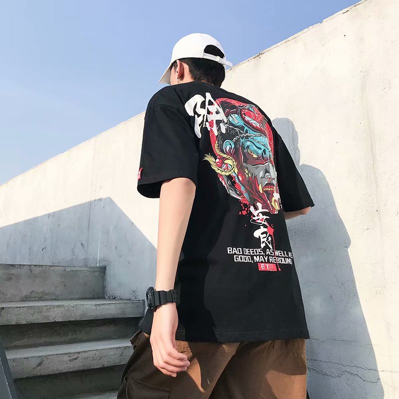 Harajuku Port Style Five-point Sleeve T-shirt
