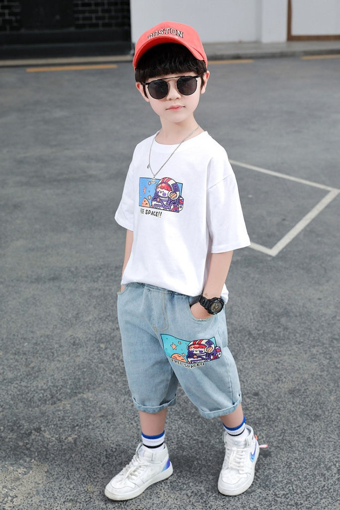 Casual Boys' Short Sleeve Two-piece Suit For Small And Medium-sized Children
