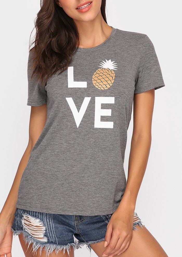 Love pineapple print gray short sleeve