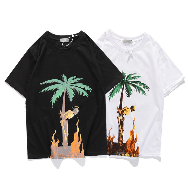 Flame print casual T-shirt