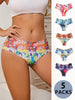 5pcs Oil Painting Seamless Briefs, Comfy & Breathable Ice Silk Intimate Panties, Women's Lingerie & Underwear