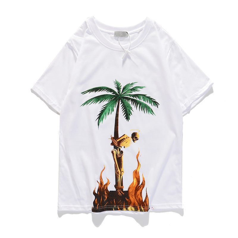 Flame print casual T-shirt