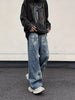 Retro Star Jeans Men's Handsome Casual Straight Pants Loose Wide-leg Mopping Trousers (button Holes Not Opened At Waist)