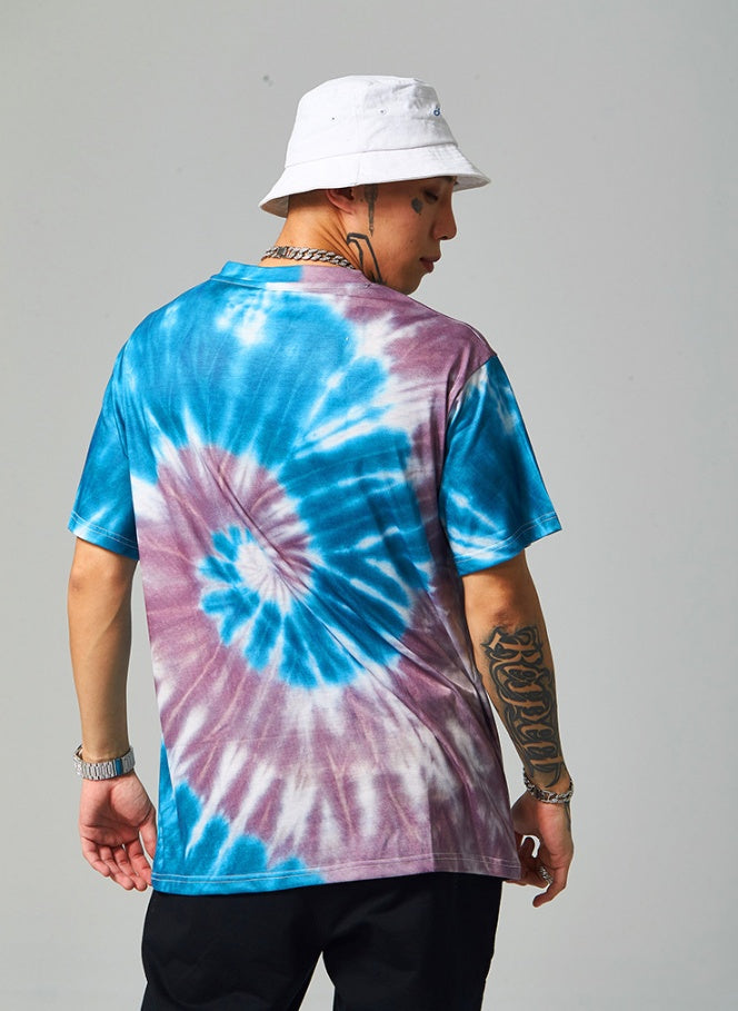 Irregular color twist thread tie-dye short sleeve