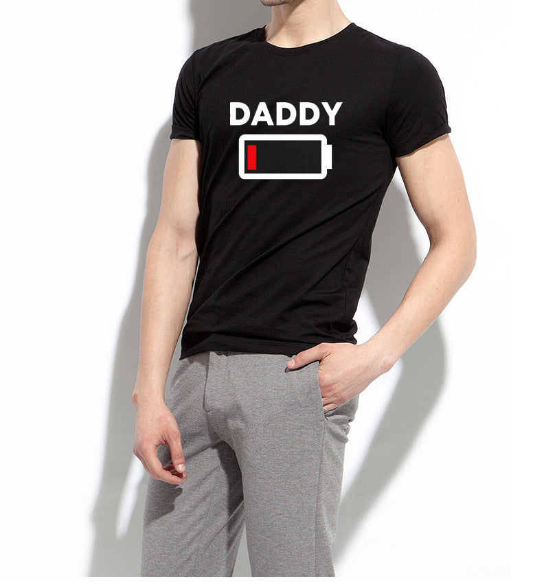 Battery Parent-Child Lightning Baby T-Shirt Top Pure Cotton