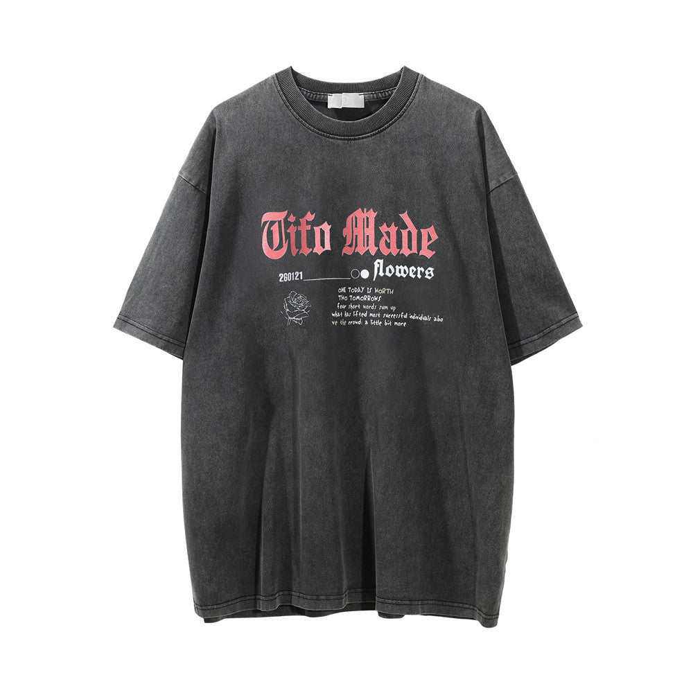 Rose Printed Round Neck T-shirt For Men