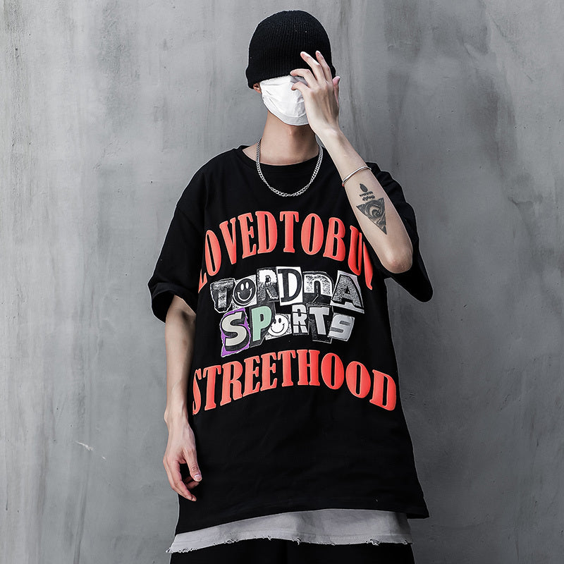 Men's Short-sleeved T-shirt Loose Casual Round Neck