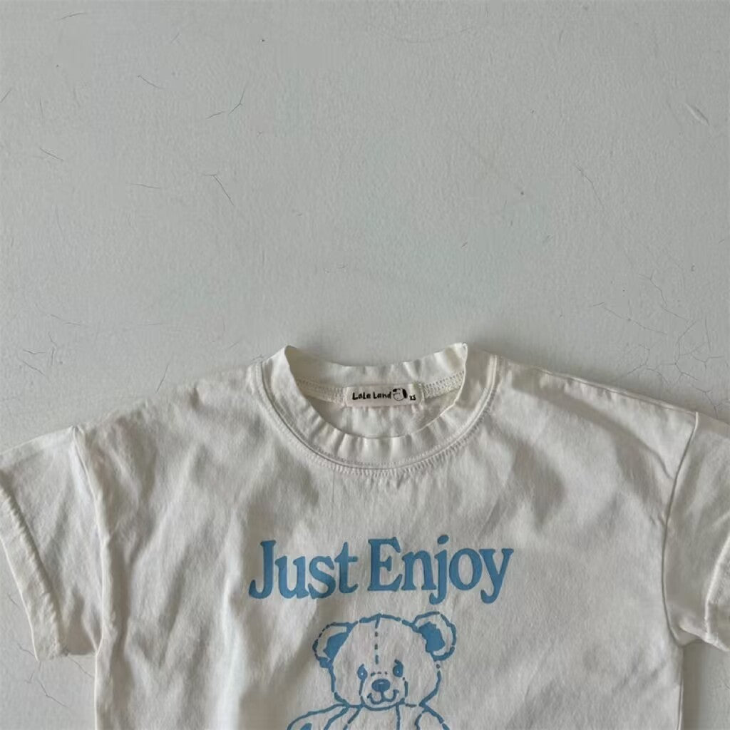 Three-color Infant Toddler Cartoon Bear Top Short-sleeved Casual T-shirt