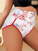 4pcs New Fashion Floral Print Comfortable Women'S High Waist Briefs, Comfortable Breathable Stretch Underwear, Women'S Underwear And Lingerie, Comfortable For Daily Wear