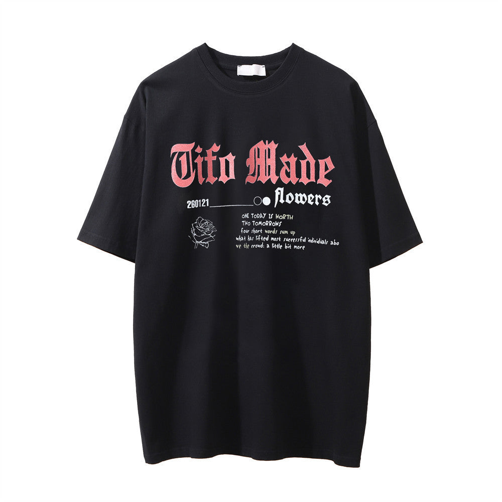 Rose Printed Round Neck T-shirt For Men