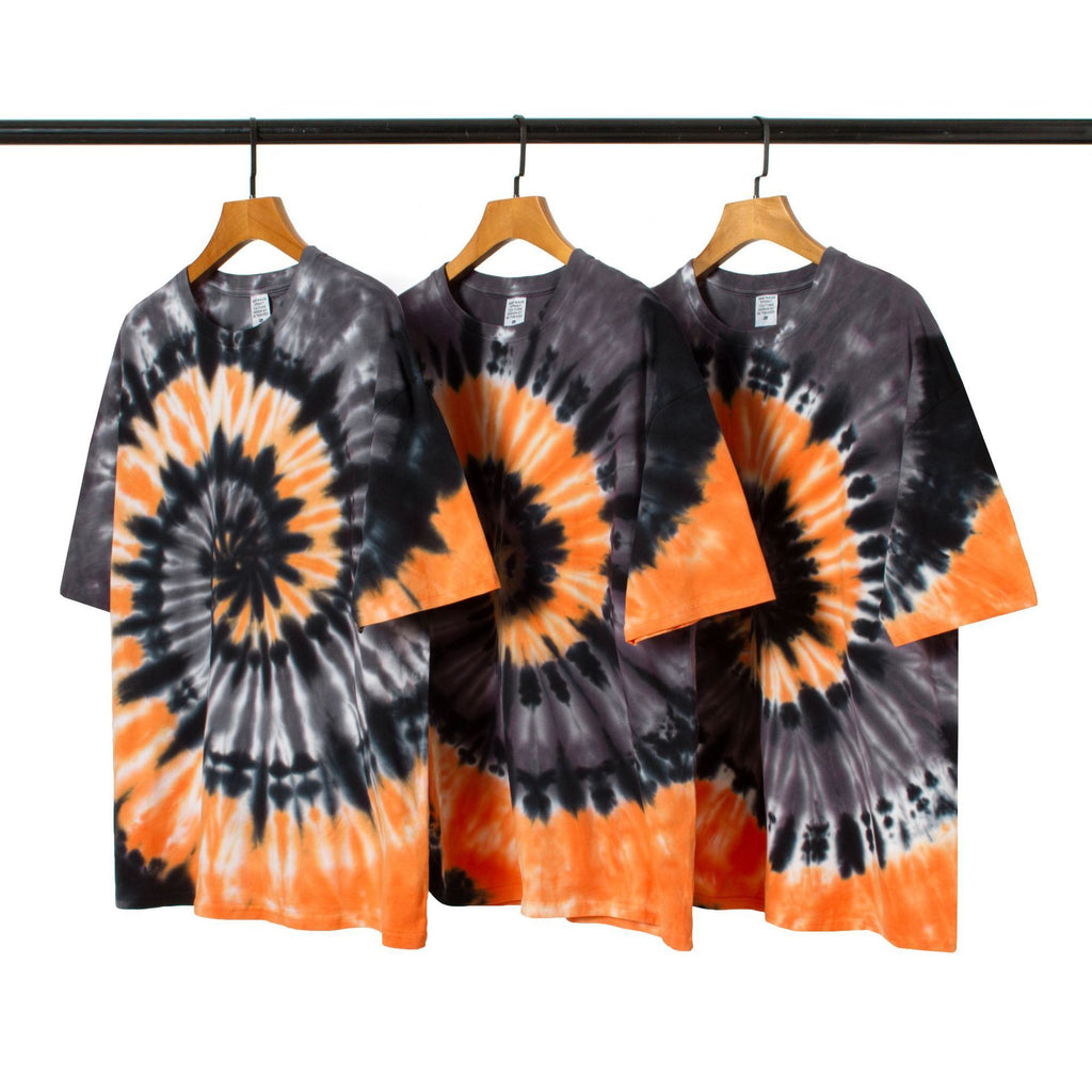 Fashion Printed T-shirt Hipster High Street Tie-dye Gradient Hip-hop Print Loose Short Sleeves