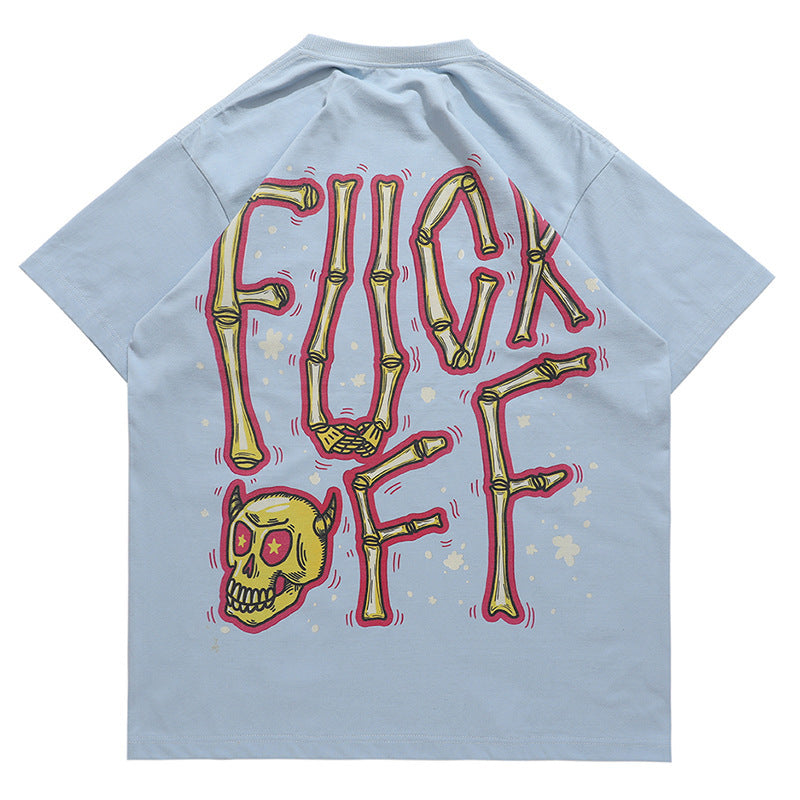 Men's Loose Couple Short-sleeved T-shirt With Bone Letter Print