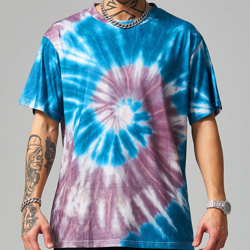 Irregular color twist thread tie-dye short sleeve