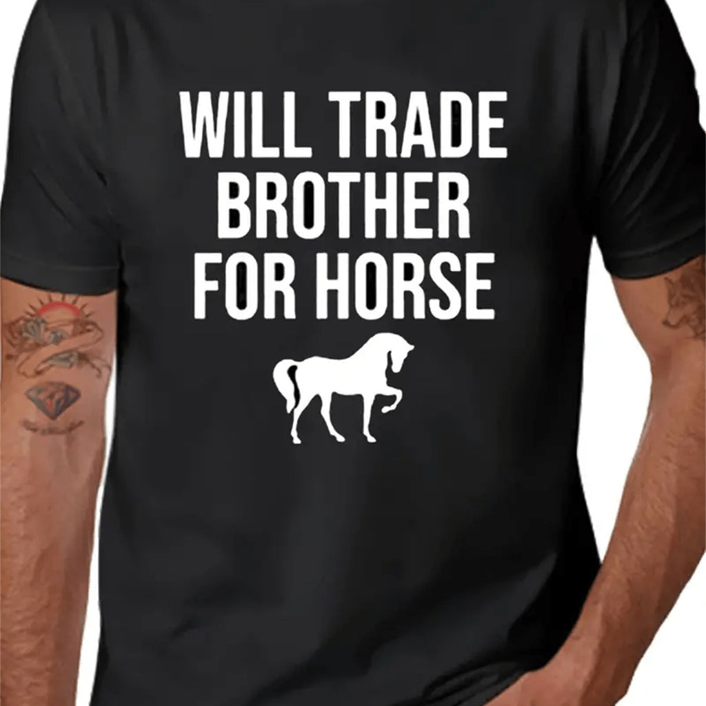 Men's Creative Tops, Casual Short Sleeved Round Neck T-shirts, Summer Outdoor Men's Clothing