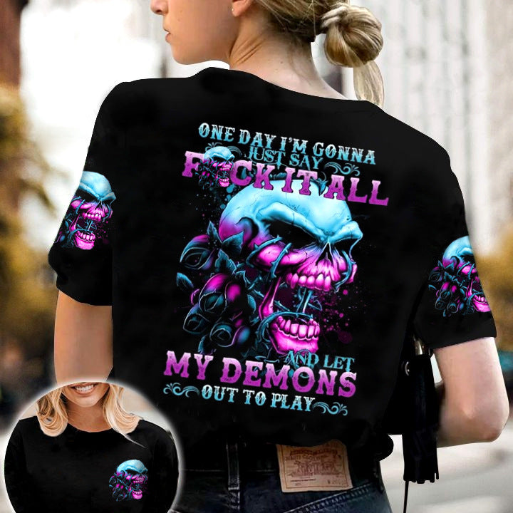 Women's Printed Street Style Short Sleeve Workout T-shirt Top