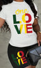 Women's LOVE Slogan Digital Print Short Sleeve T-Shirt And Shorts Comfy Lounge Set