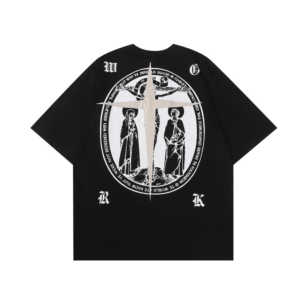 Summer High Street Tide Brand Loose Cotton Half-sleeve T-shirt