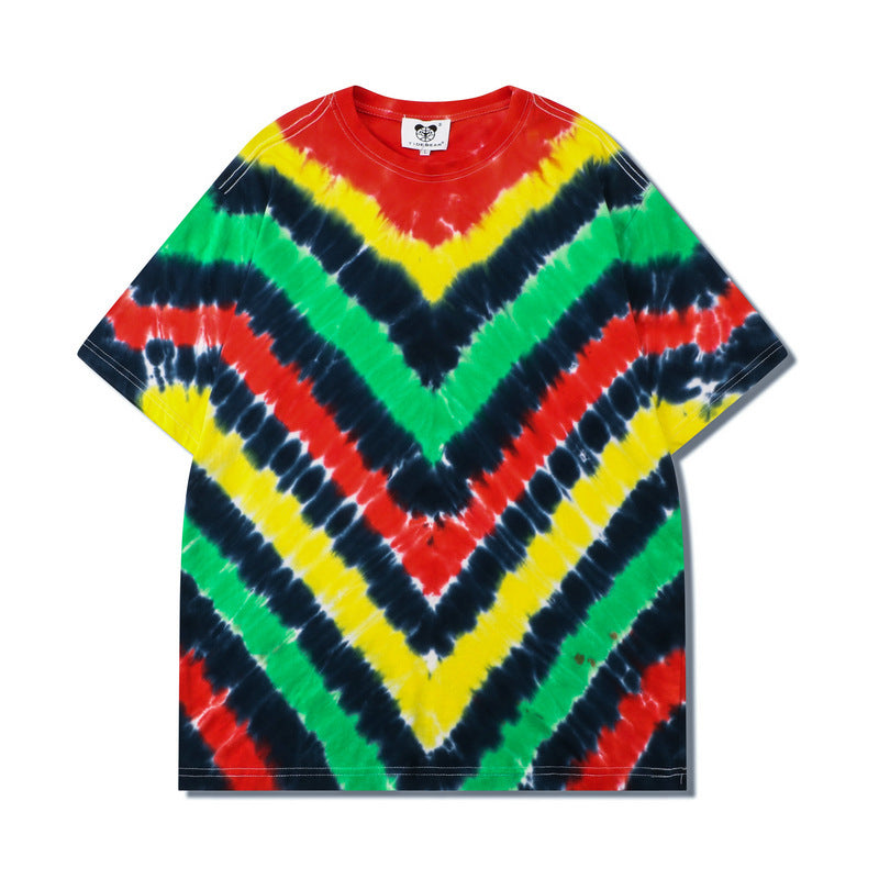 Hip Hop T-Shirt Striped Swirl Half Sleeves