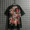 Men's Japanese-style Tattoo T-shirt Cherry Blossom Pattern Top