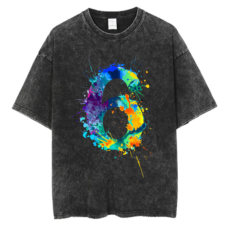 Scribble Line Creative Graffiti Graphic Cotton Short T-shirt