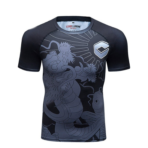 3D Digital Printing Short Sleeve Trendy Men's Quick-drying Fitness Tights