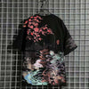 Men's Japanese-style Tattoo T-shirt Cherry Blossom Pattern Top