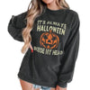Style Trendy Line Fashion Round Neck Halloween Pumpkin Lamp T-shirt Girl Loose Top