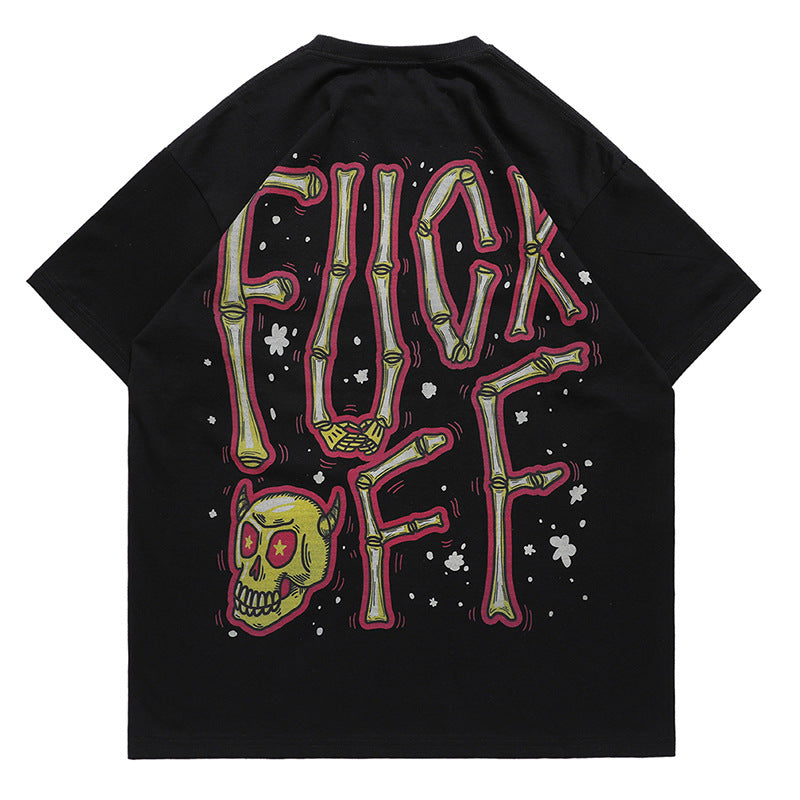 Men's Loose Couple Short-sleeved T-shirt With Bone Letter Print