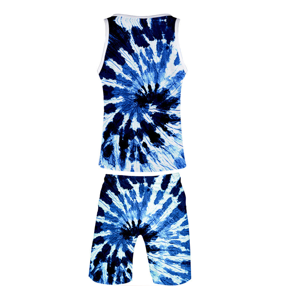 Peripheral 3D Color Printing Vest  Beach Pants Set