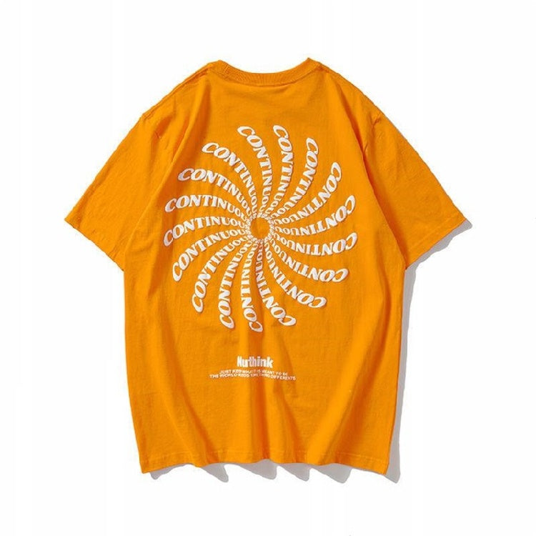 Trendy Round Neck Print Half-sleeve American Street Hip-hop Five-point Sleeve T-shirt