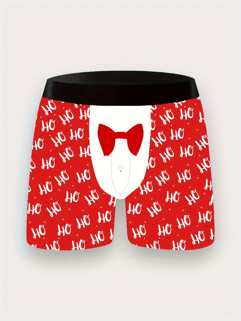 4pcs Men's Christmas Boxer Briefs - Festive Santa, Snowman & Gingerbread Print | Comfortable, Stretchy & Breathable | Perfect Holiday Gift