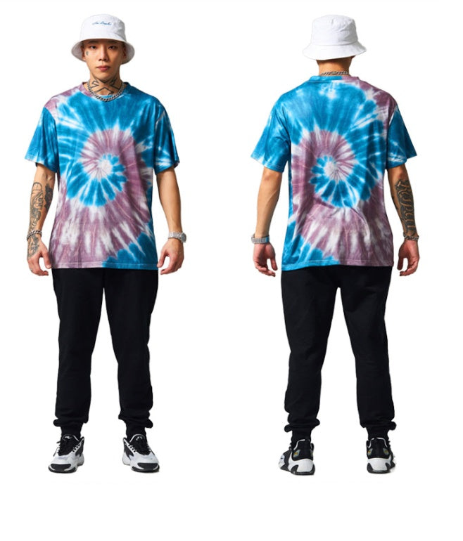 Irregular color twist thread tie-dye short sleeve