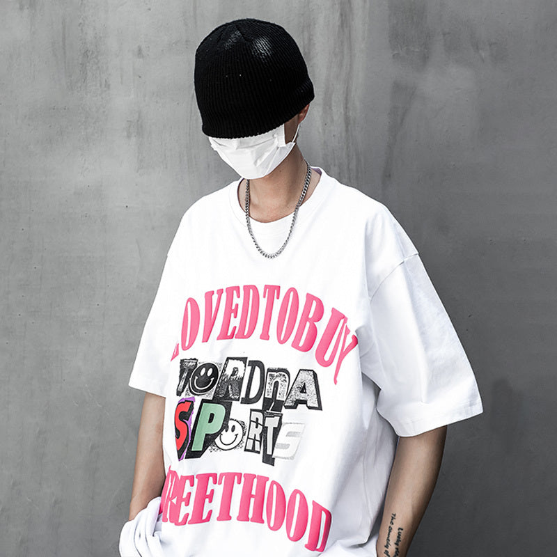 Men's Short-sleeved T-shirt Loose Casual Round Neck