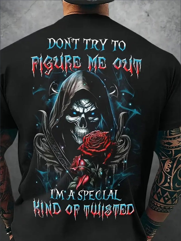 Mens Rose Graphic Print Short Sleeve Crew Neck T-Shirt - Soft Slight Stretch Polyester Blend, Regular Fit, Machine Washable, Weekend Casual Wear For Summer Outdoor Activities