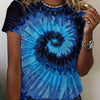Tie-dyed Printed Round Neck Short Sleeve Personalized Ladies