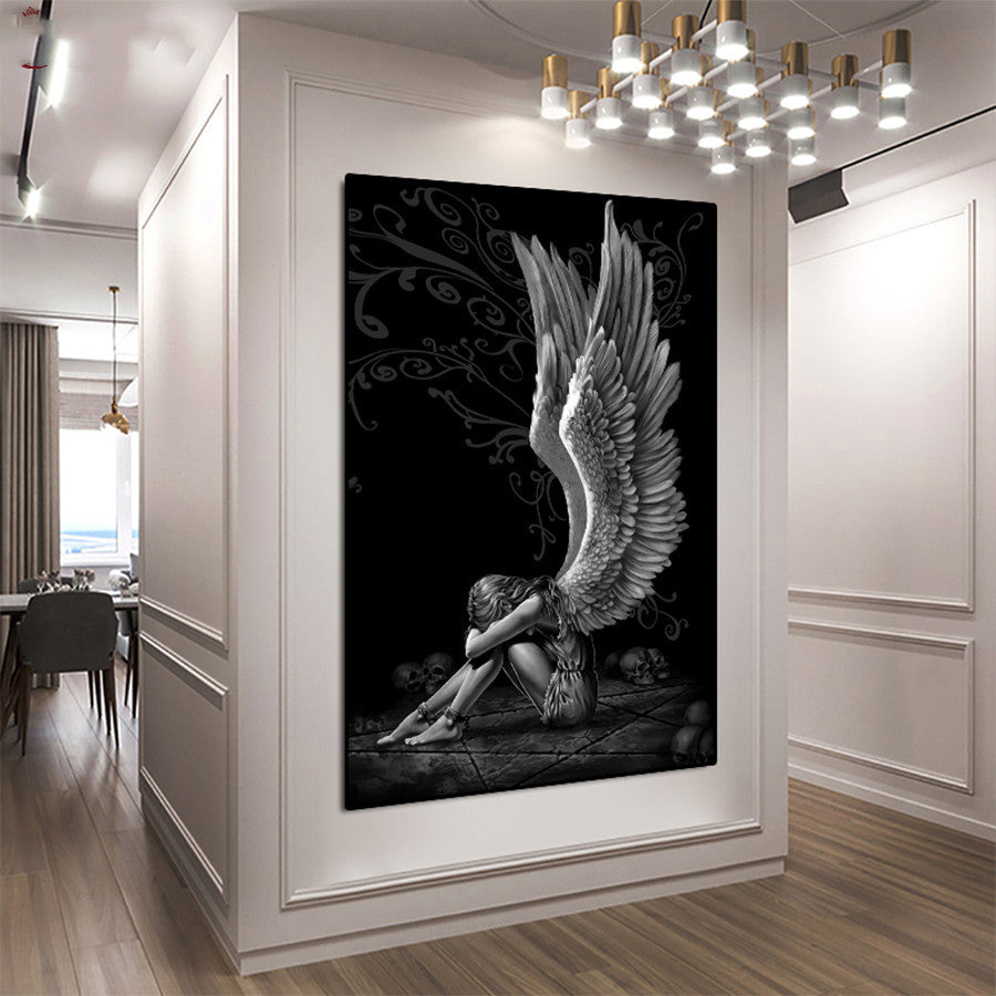 Angels And Demons 5d Embroidery Black And White Art Diamond Painting