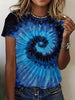 Tie-dyed Printed Round Neck Short Sleeve Personalized Ladies