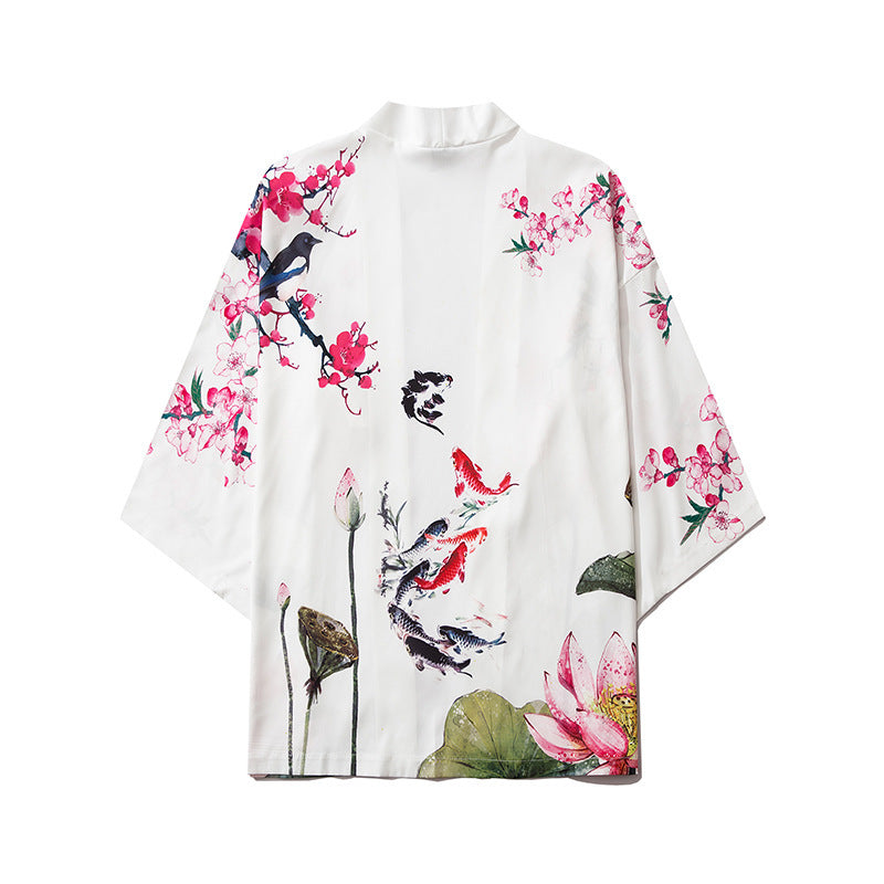 Plum Blossom Kimono Robe Men's Summer Retro Cardigan